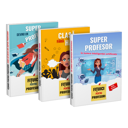 Pachet: „Devino un super profesor” + „Clasă fără haos” + „Super profesor în lumea inteligenței artificiale”
