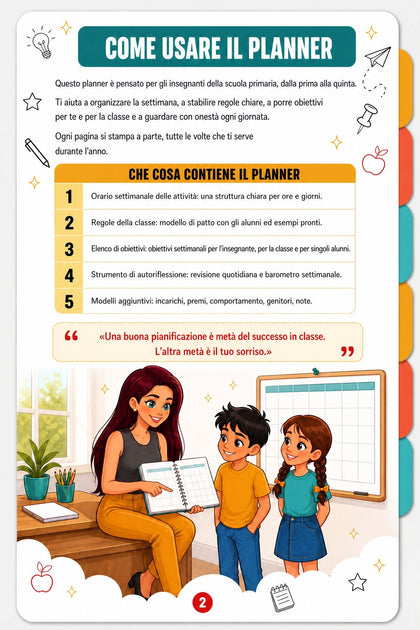 Planner settimanale — pagina interna