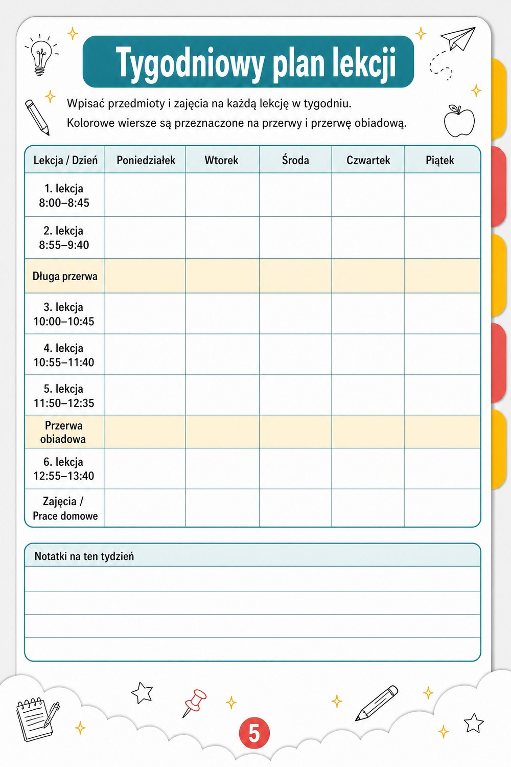 Planer tygodniowy — strona 3