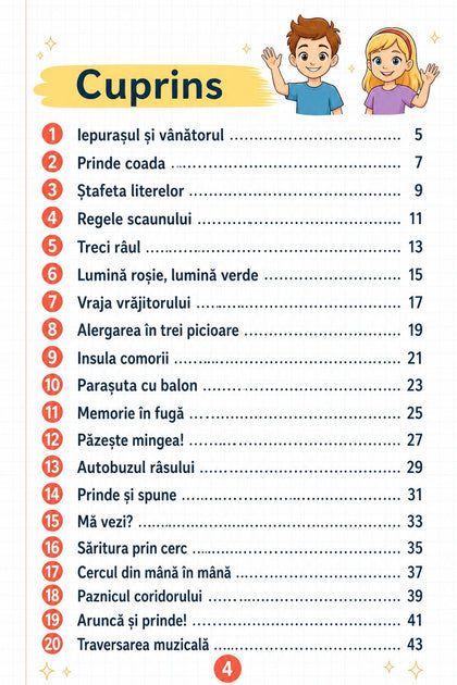 20 de jocuri de mișcare și sportive — pagină din interior