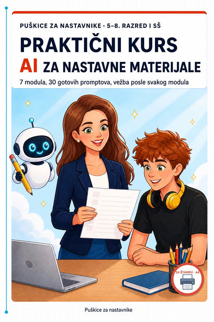 Praktični kurs AI za nastavne materijale — korica