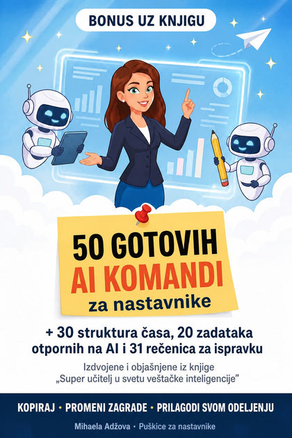 50 gotovih AI komandi za nastavnike — korica