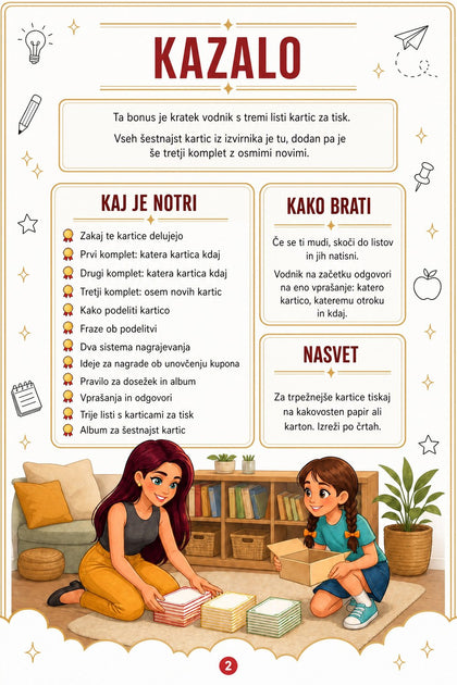 Kartice za nagrajevanje — notranja stran
